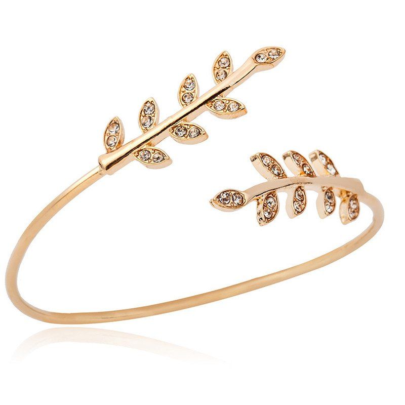 

Woman's Fashionable Sweet Diamond Leaf Bracelet, Gold