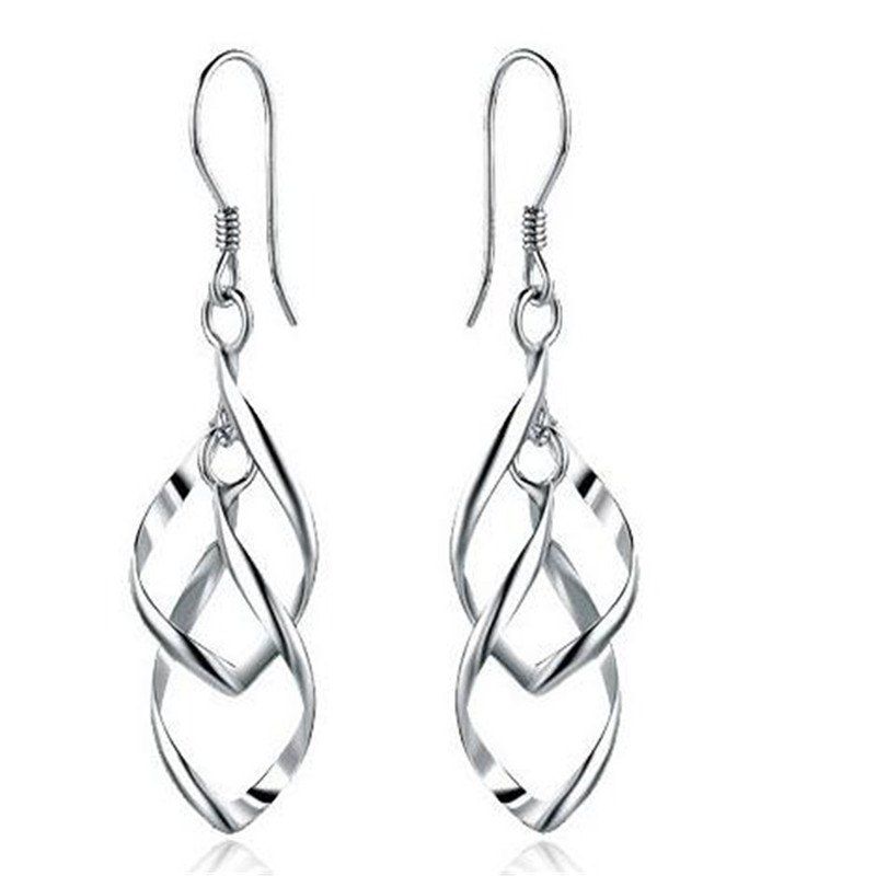 

Temperament Trend Woman Twisted Diamond Multilayer Earrings, Silver