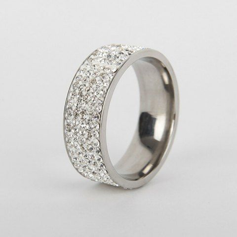 

Fashion Lover Ring Men and Women Titanium Steel Diamond Ring, Silver