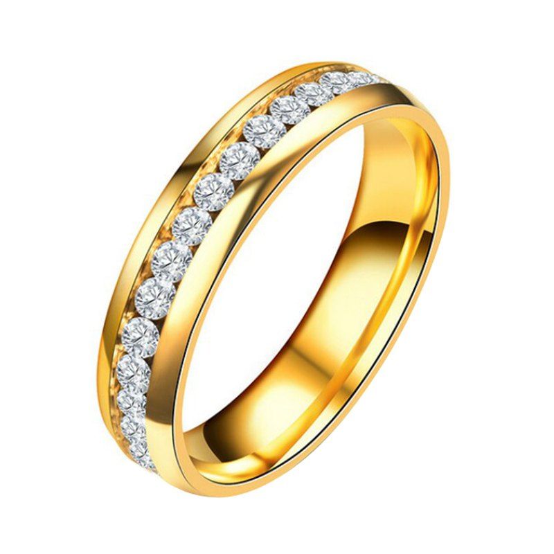 

316L Stainless Steel Gold Plated Women'S Wedding Band Engagement CZ Ring