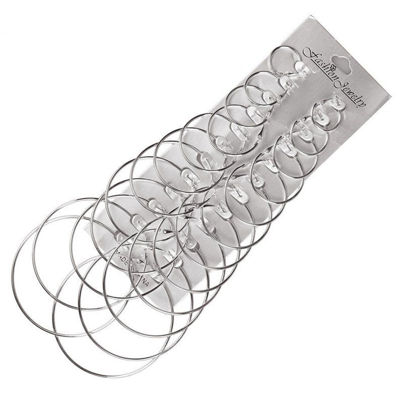 

Simple Lady Baita Big Circle 12 Sets of Earrings, Silver