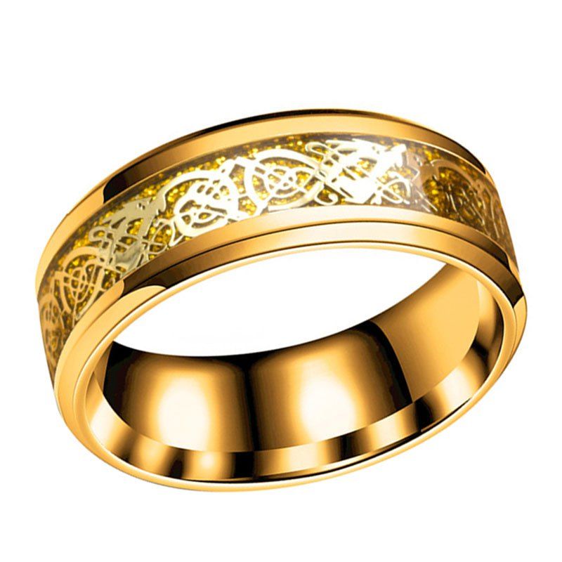 

Fashion Carbon Ring Men'S Ring Stainless Steel Domineering Ring, Gold