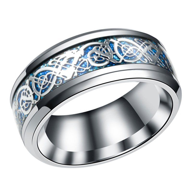 

Fashion Carbon Ring Men'S Ring Stainless Steel Domineering Ring, Silver