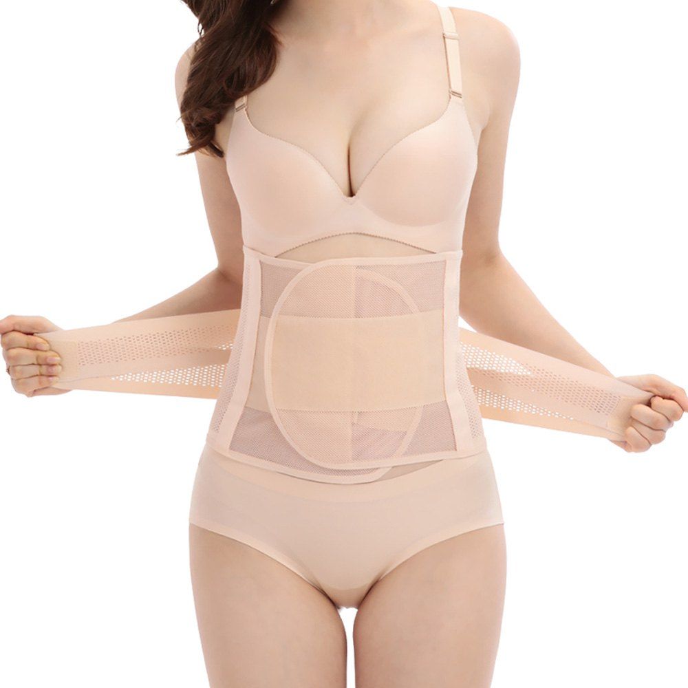 

Beauty Postpartum Abdominal DOUBLE BELT Waist Trainer Cincher Belt, Beige
