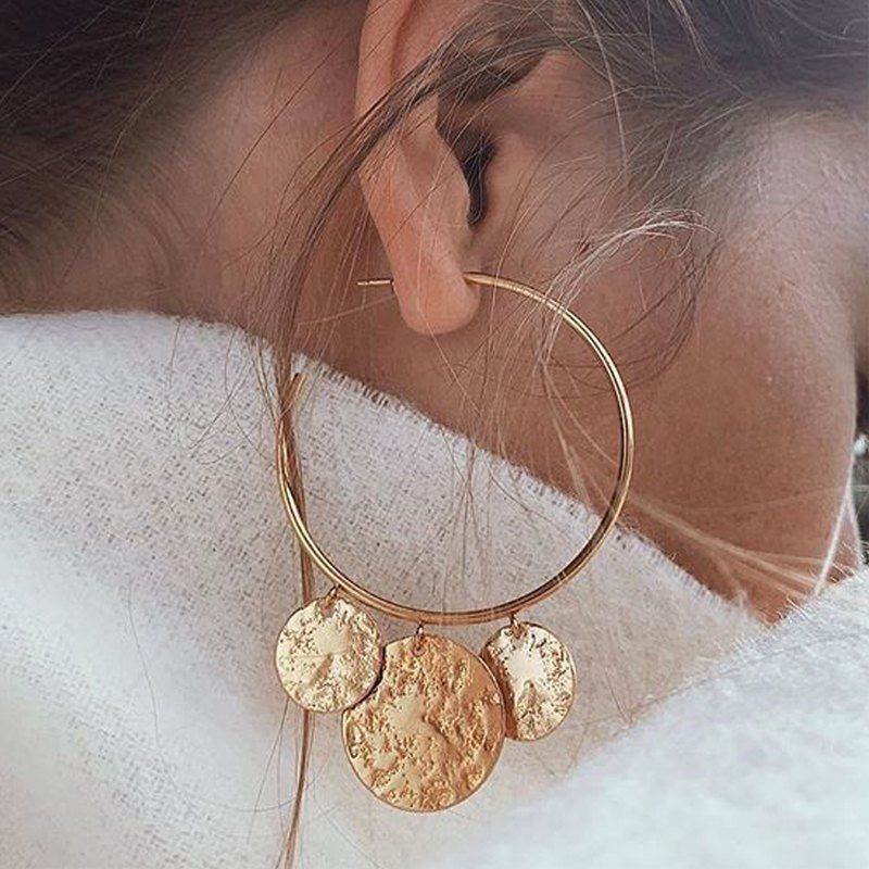 

Women's Hoops Solid Color Stylish Ladylike Geometry Earrings Accessory, Yellow