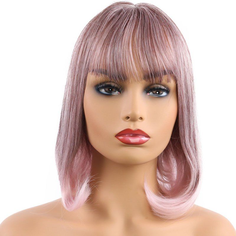 

Air bang fluffy Smooth Pear flower Short Wig, Sakura pink