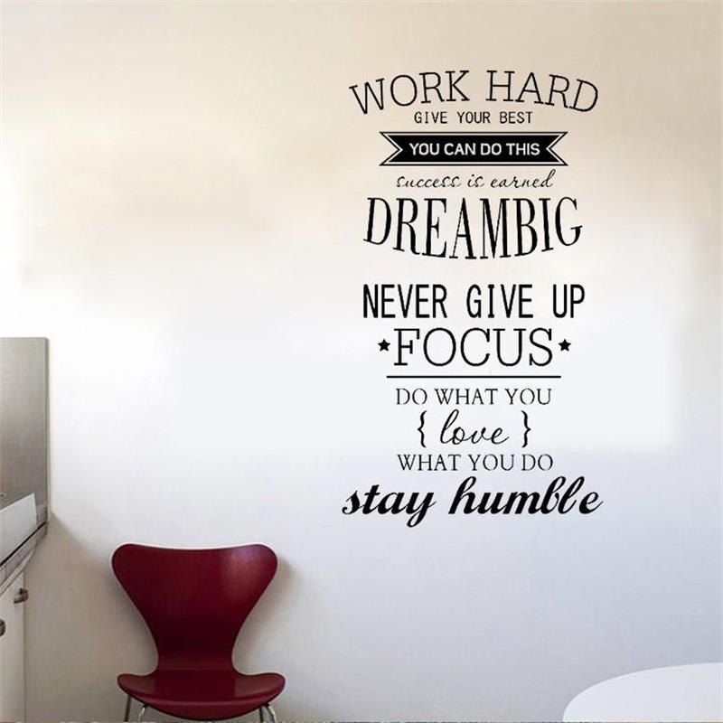 [50% OFF] Work Hard Vinyl Quote Wall Stickers Motivational Decals Kids ...