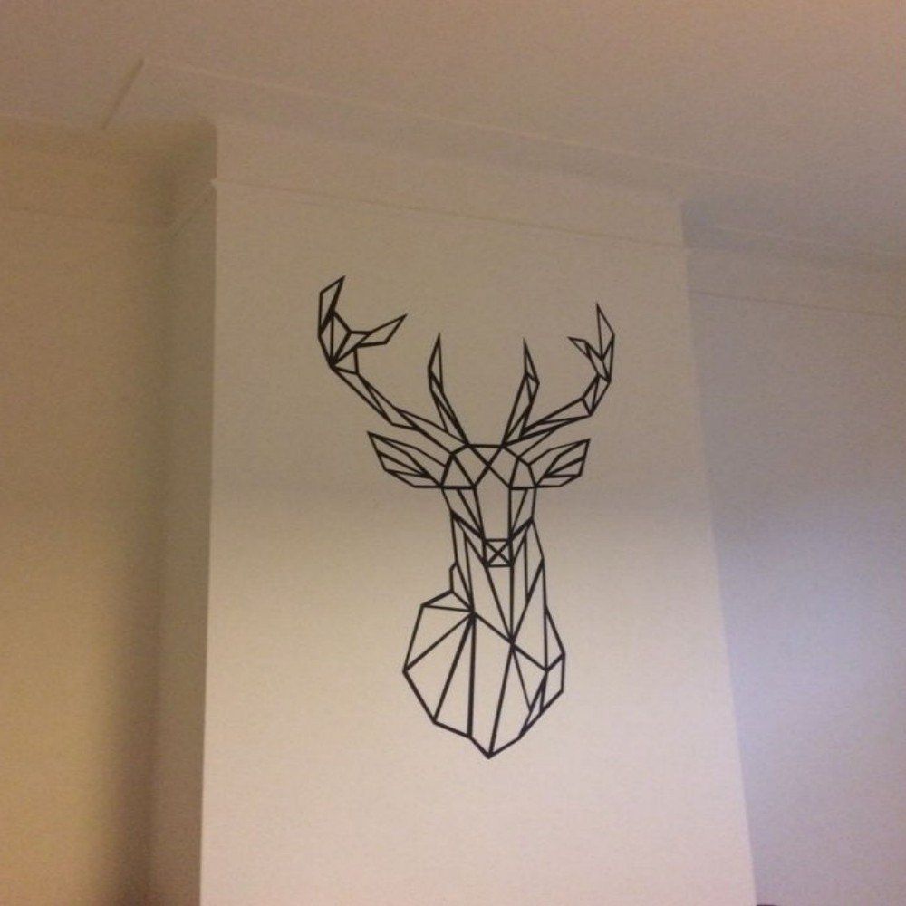 Geometric Deer Head Wall Sticker Modern Home Decor Geometry Animal Series Decals