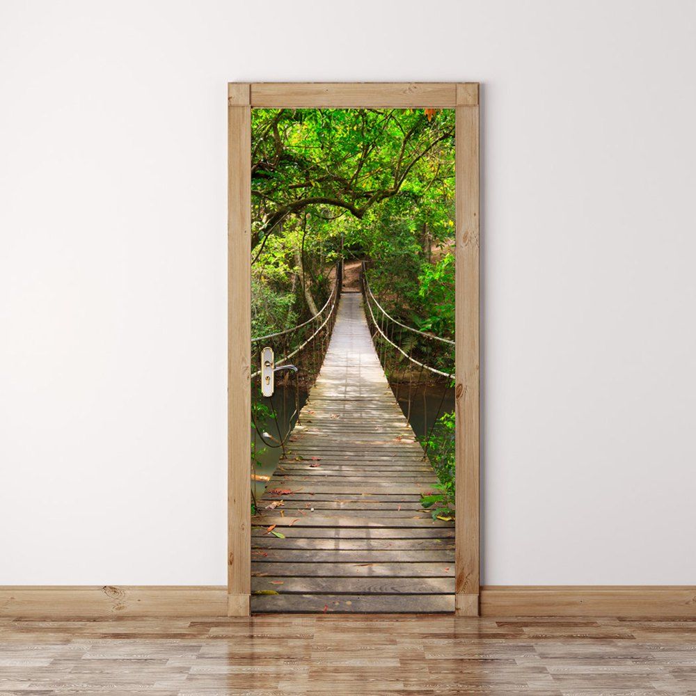 

Creative 3D Suspension Bridge Door Sticker DIY Bedroom Removable Green Tree, Multi