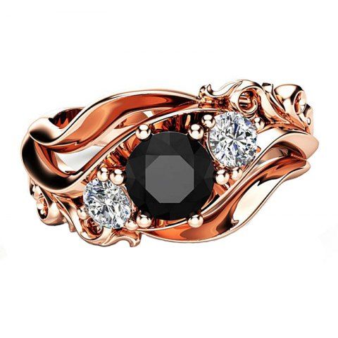 

Creative Flower Artificial Diamond Crystal Black Zircon Pierced Ring, Rose gold