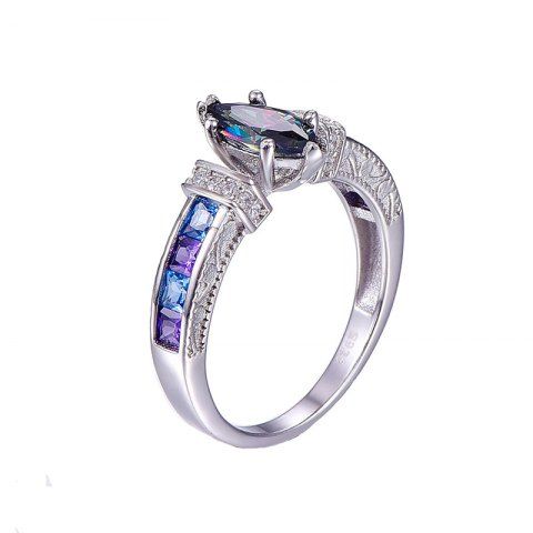 

Stylish and Beautiful Colorful Oval Zircon Ring, Silver