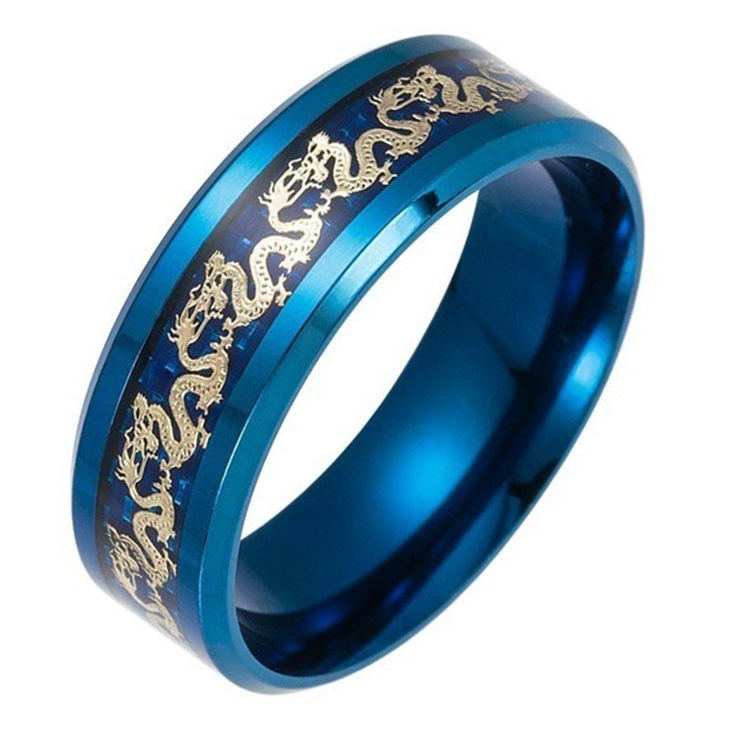 

Fashion Black Dragon Tungsten Carbide Titanium Steel Wedding Rings, Blue