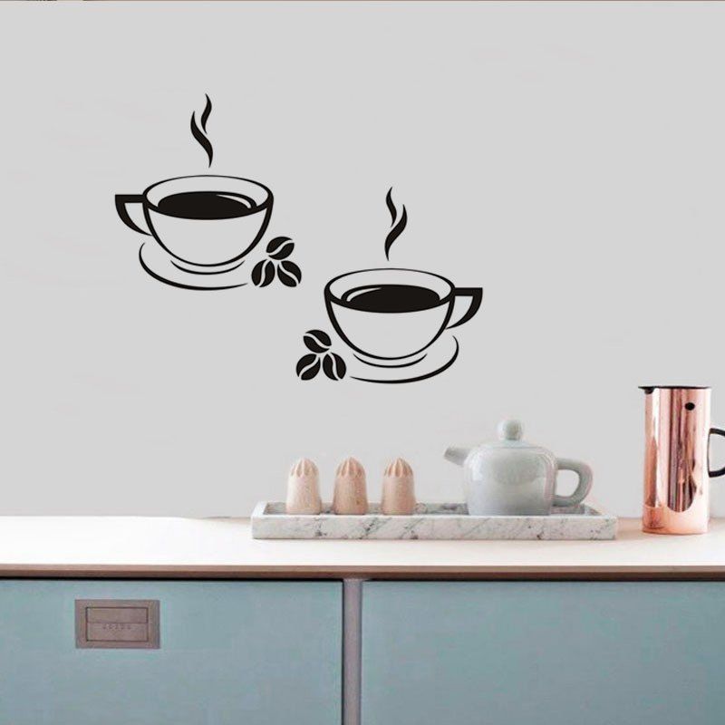

Coffee Cup Removable PVC Wall Sticker, Black