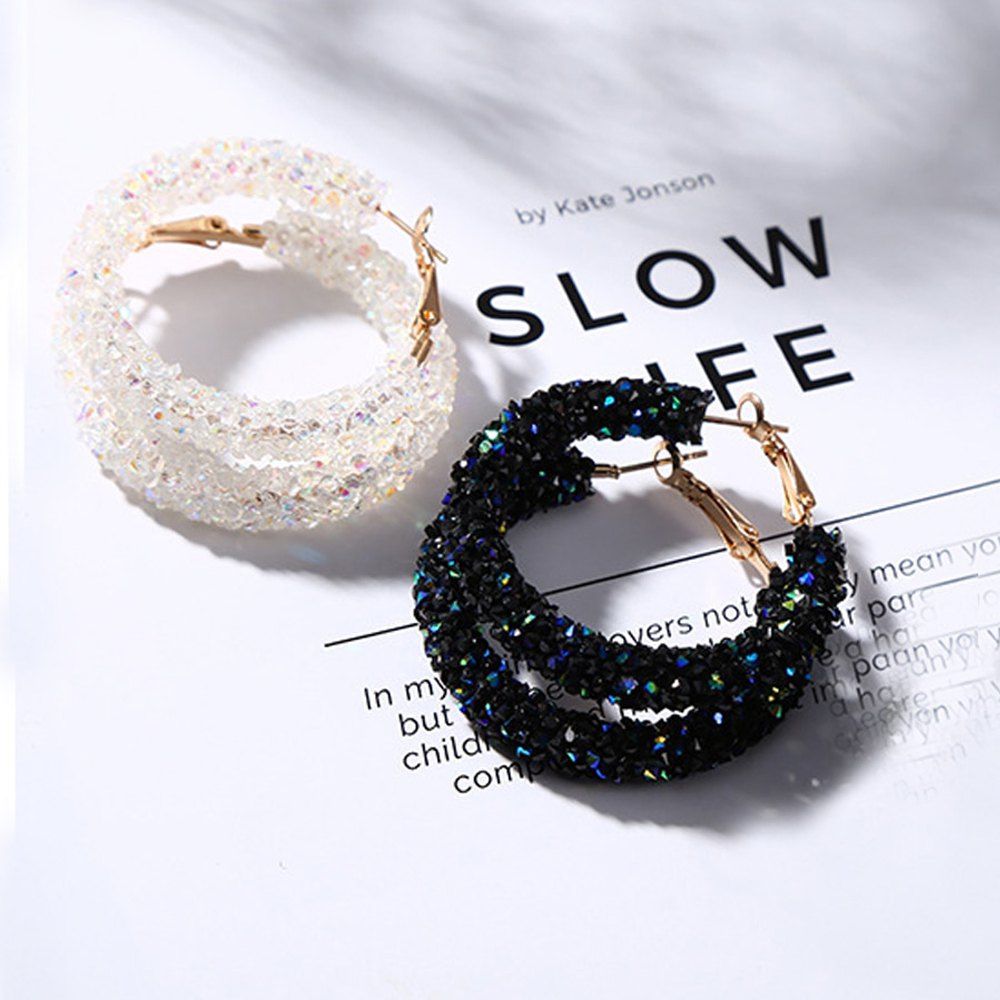 

2 Pairs Women's Hoops Earrings Set Personality Retro Style Circle Design Elegant, Multi-a