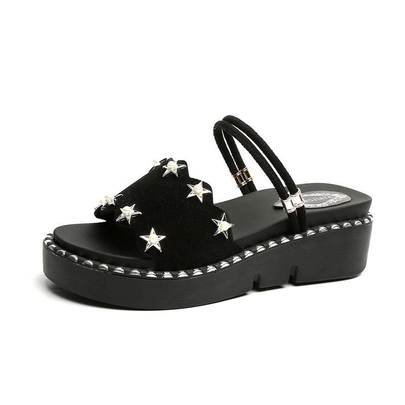 

Wear Two Comfortable Girls Sandals with A Drill, Black