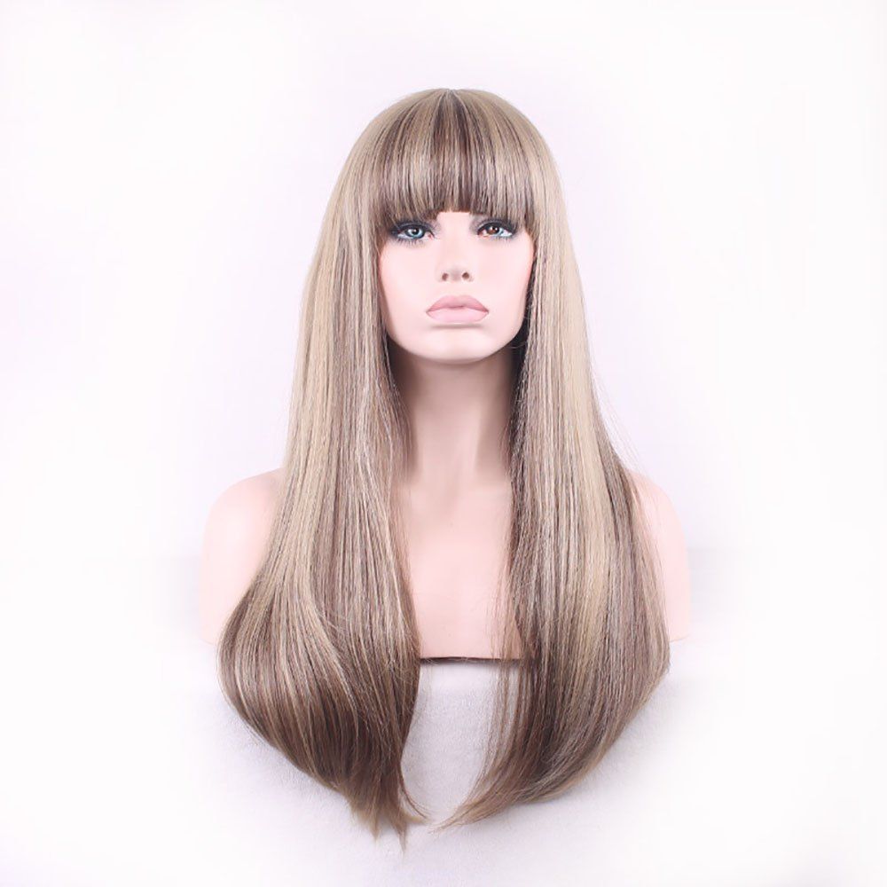 

Fashion New Multicolor Mixed Spell Long Hair Wig, Champagne gold