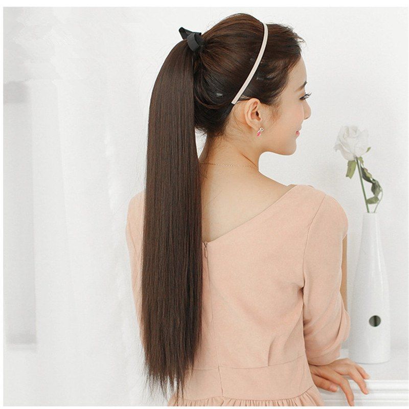 [33 OFF] Women'S Straight Horsetail Belt Hair Extension Rosegal