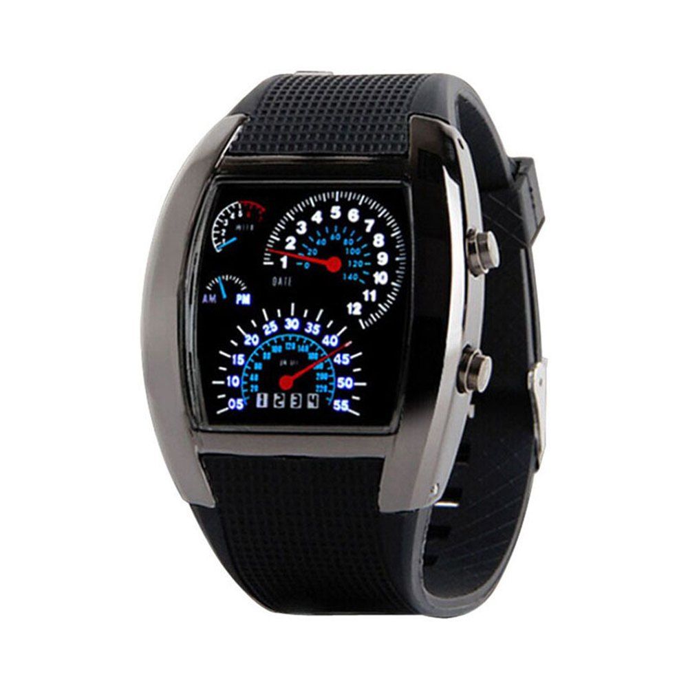 

Men's Fashion Sports Fan-Shaped Dashboard Creative Electronic Watch, Black