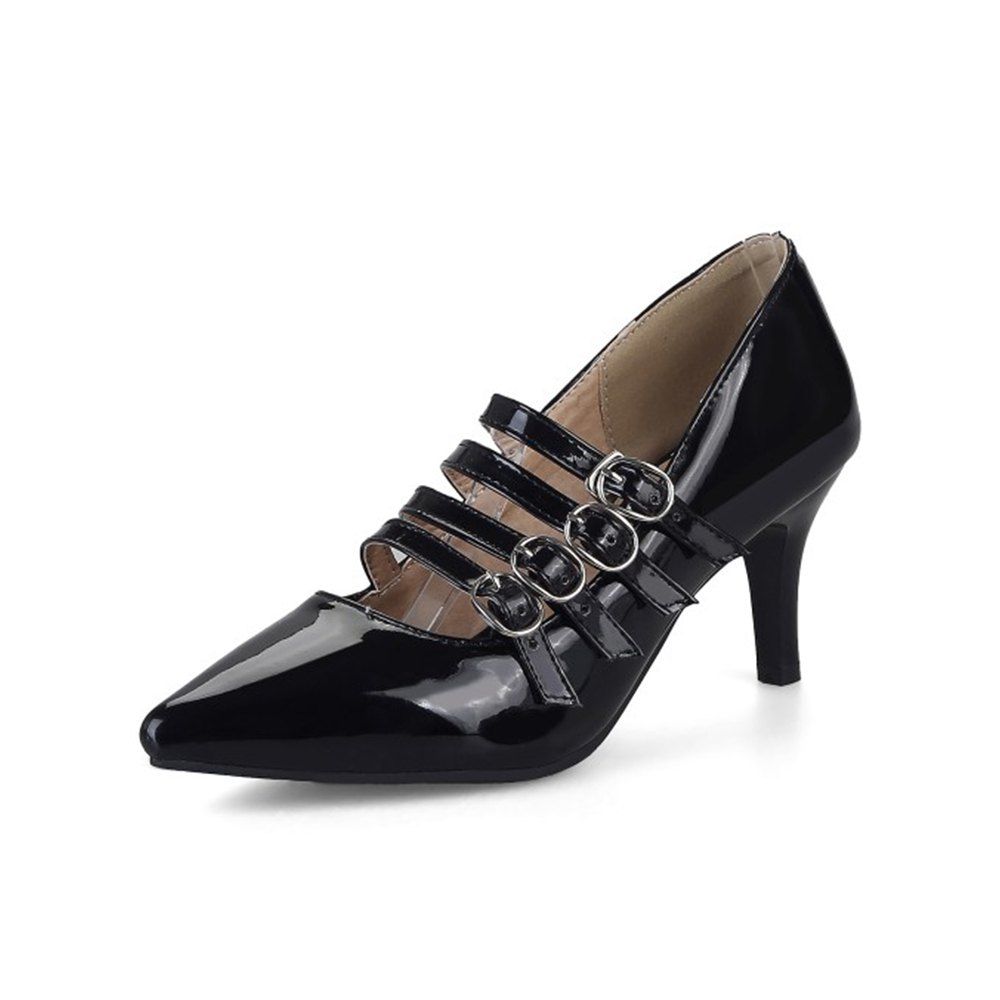 

Summer Pointed Belt Buckle Set Foot High Heel Women'S Sandals, Black