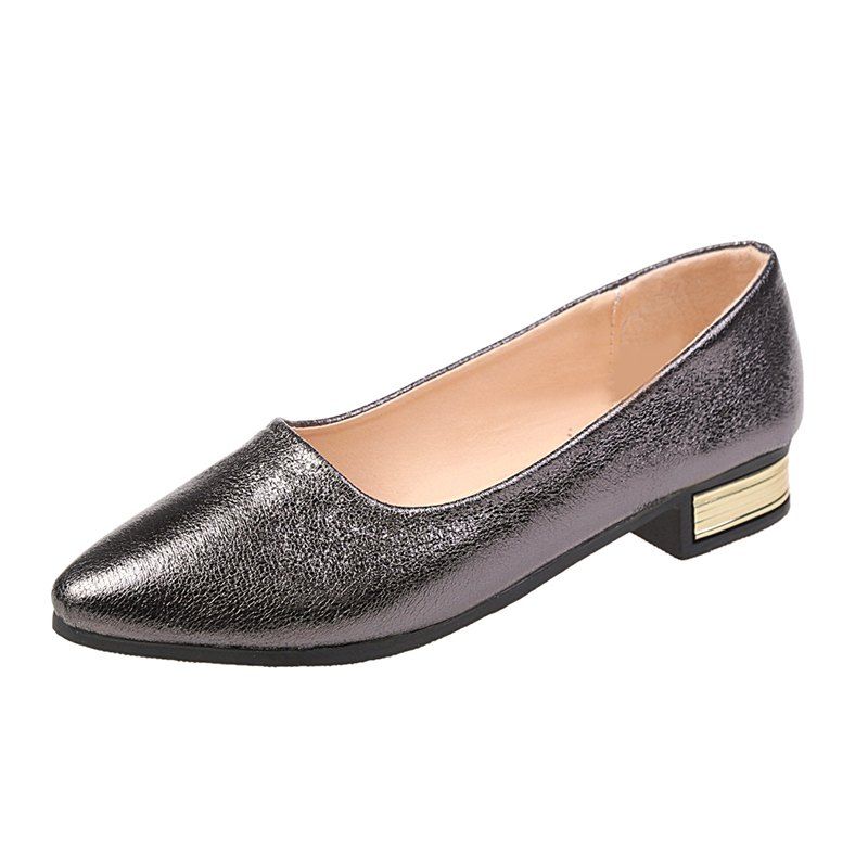 

Spring and Autumn Season Shallow Flat Sole Shoes, Gunmetal