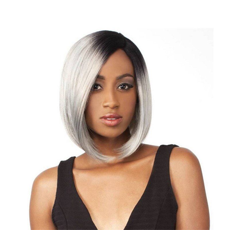 

Bleach-Dyed Gradient-Colored Wigs with Individuality Bias, Silver