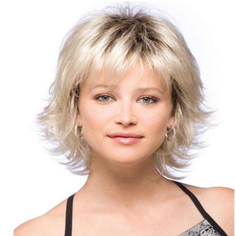 

Short Straight Hair Golden Rose Net Wig, Gold