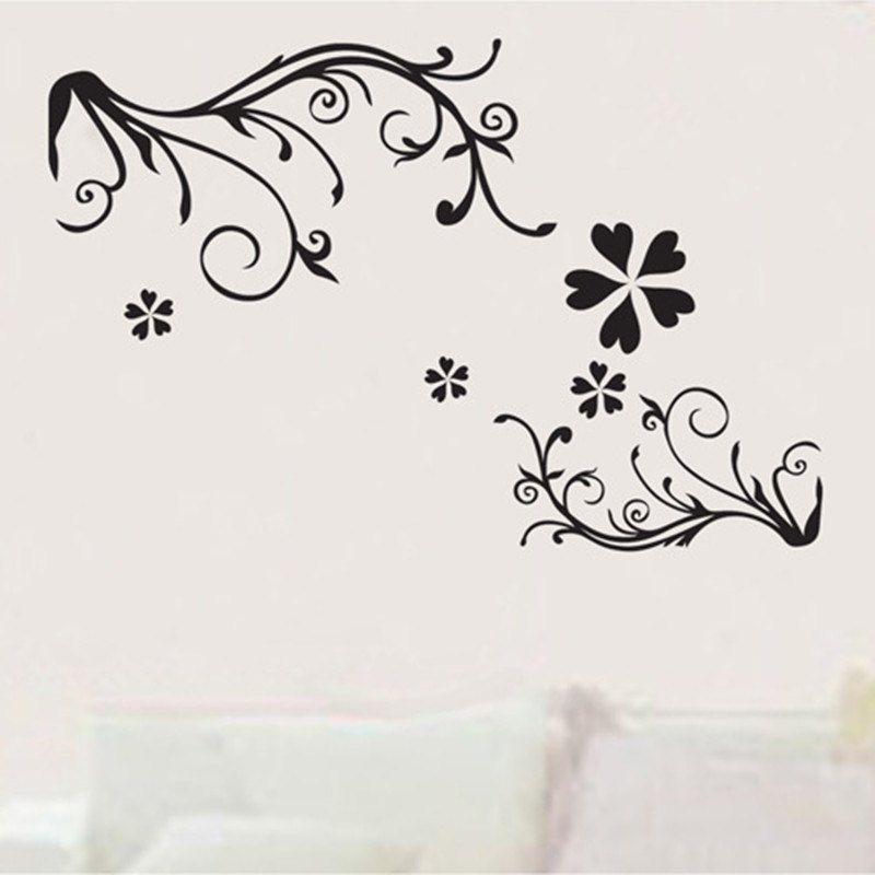 

Simple Black Flower Vine 3D Atmosphere Wall Decoration Wall Sticker, Multi