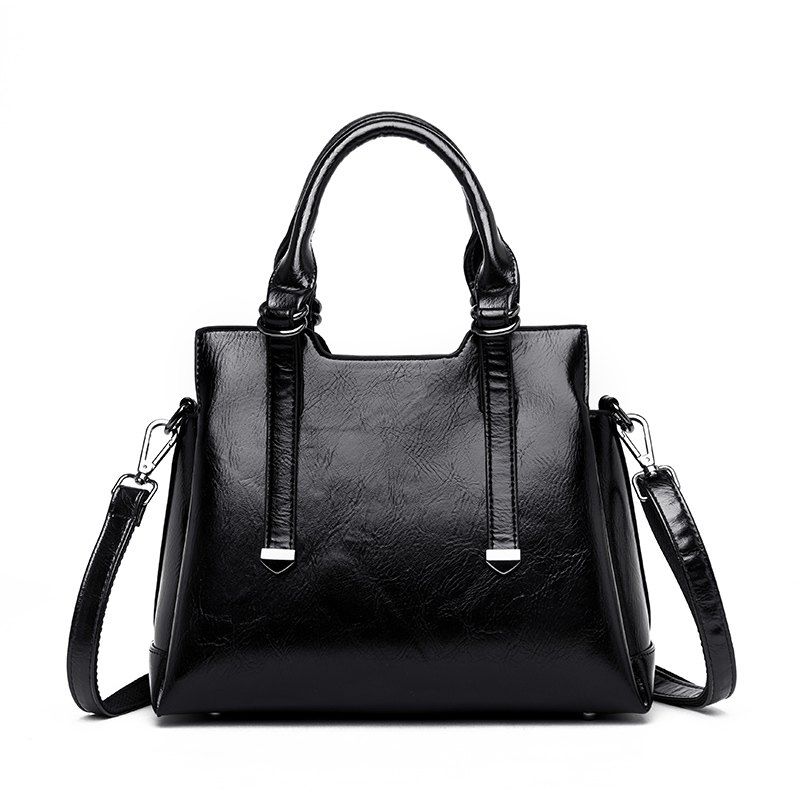 

Beauty Bird 2019 New Women'S Bag Oil Wax Leather Ladies Handbag Large Capacity, Black