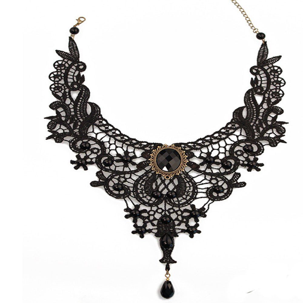 

Lace Driled Lady's Clavicle Chain, Black