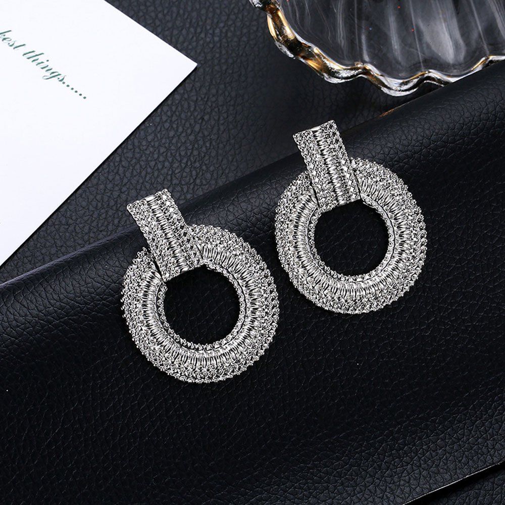 

Women's Drop Earrings Elegant Circle Shape Earrings Accessory, Platinum