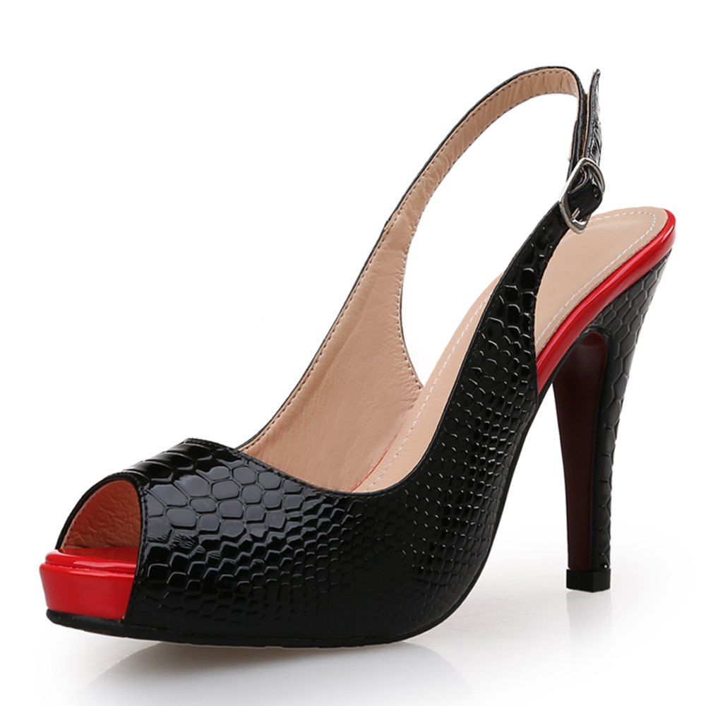 

Sweet Lady High Heel Sexy Temperament Fish Mouth Women'S Shoes, Black