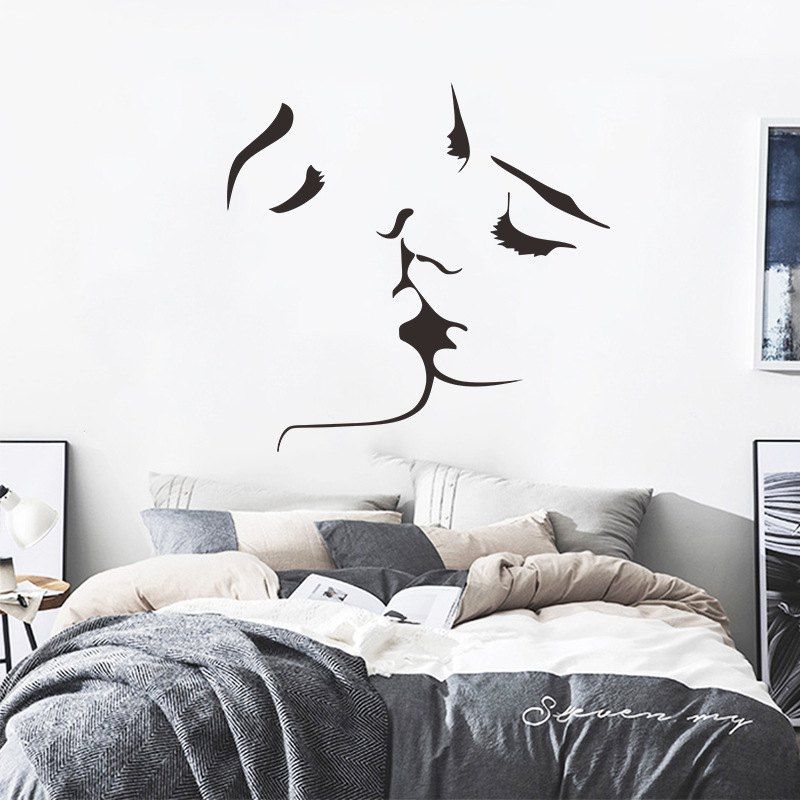 

Lovers Men and Women Kissing Living Room Bedroom Decorative Stickers, Black