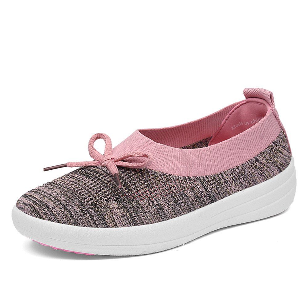 

Women'S Spring and Summer Flying Woven Casual Shoes, Pink