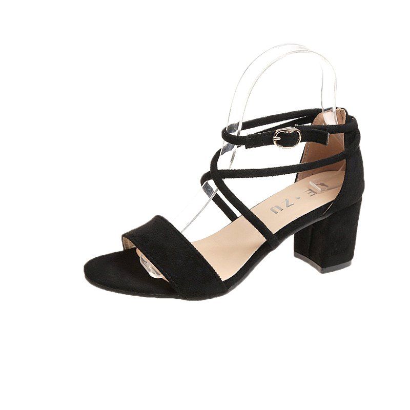 

Rude and Cross Tie and Buckle Female Sandals, Black