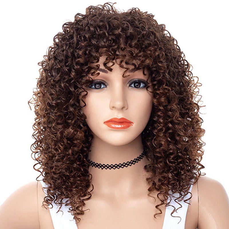 

African Small Curl Bang Wig, Sepia