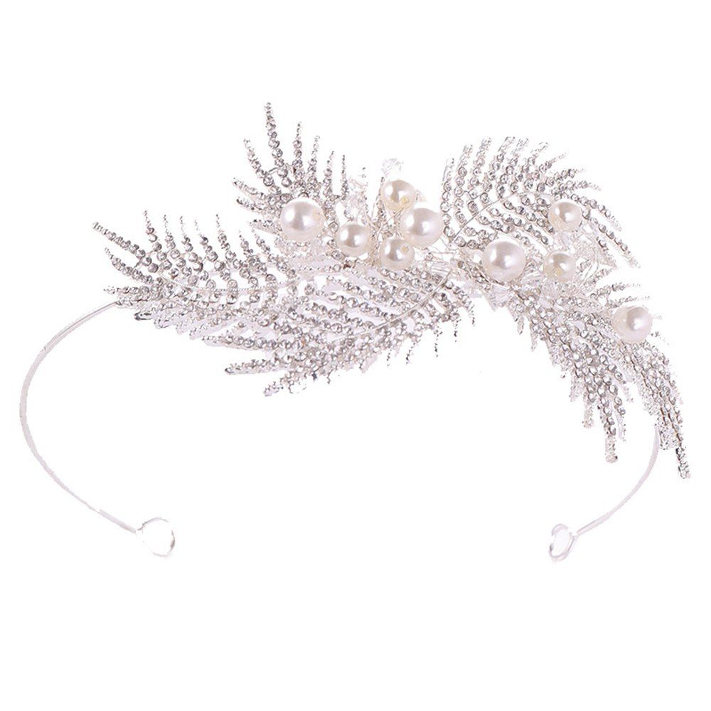 

New Leaf Pearl Crown Hair Hoop Ornaments Decorate, Silver