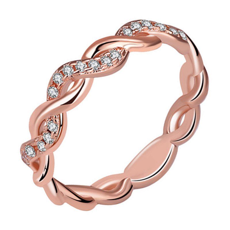 

Twisted Shape Diamond Wedding Band FULL Eternity Ring Engagement Ring, Rose gold