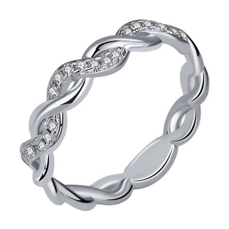 

Twisted Shape Diamond Wedding Band FULL Eternity Ring Engagement Ring, Silver