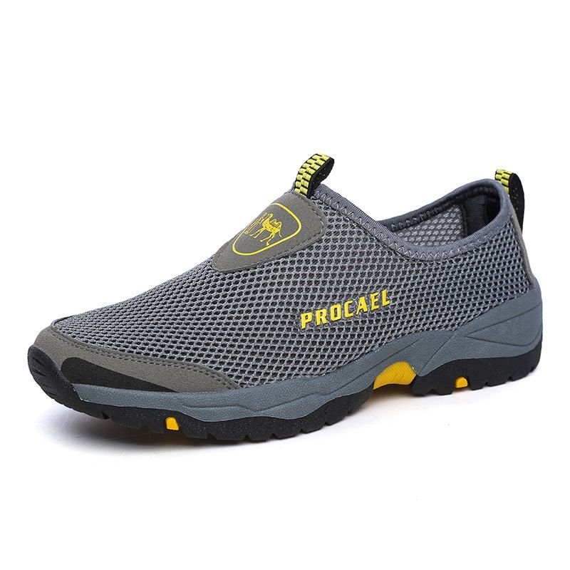 

Sports Outdoor Mesh Breathable Hollow Lazy Shoes For Men, Gray