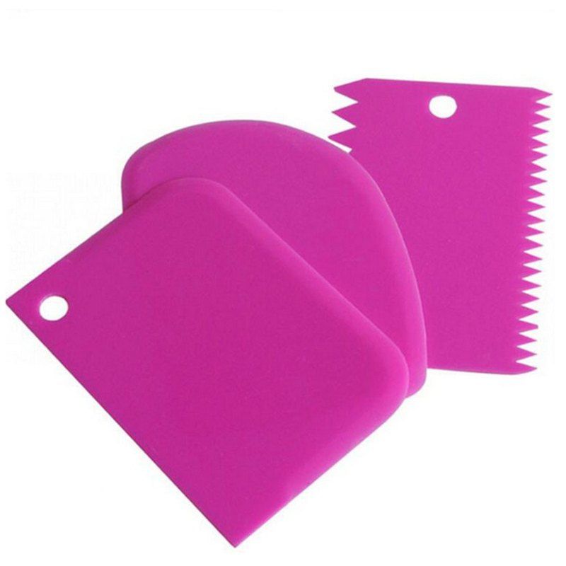 

Practical Kitchen Baking Tools Multifunctional Plastic DIY Cream Scraper, Rose red