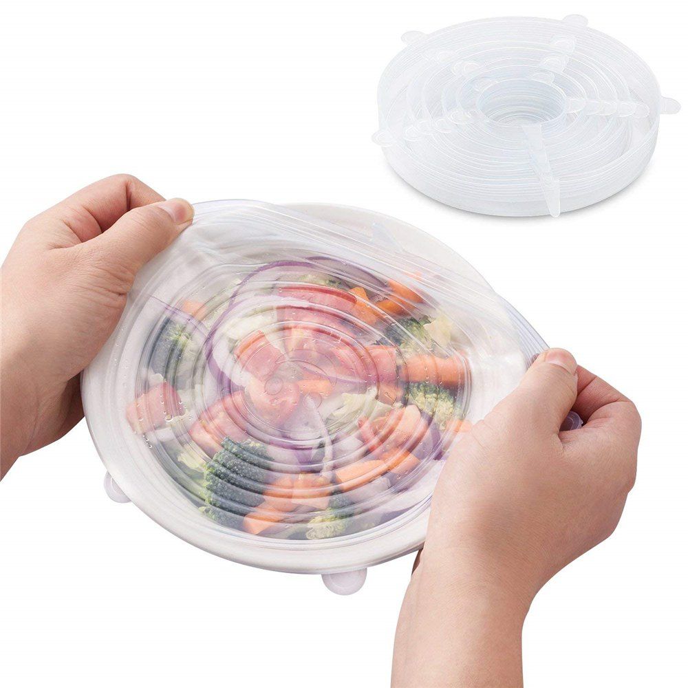 

6PCS Reusable Silicone Stretch Storage Lids, White
