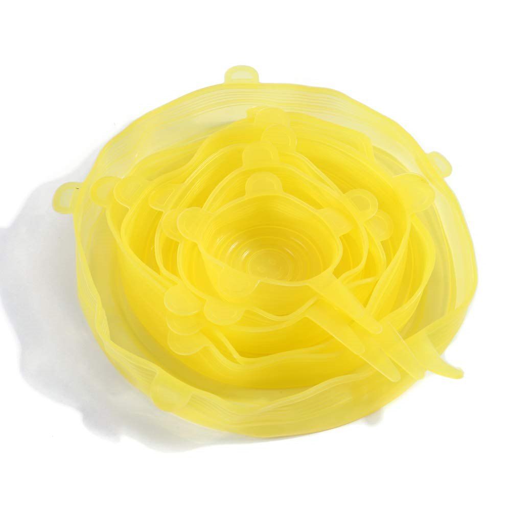 

6PCS Reusable Silicone Stretch Storage Lids, Yellow