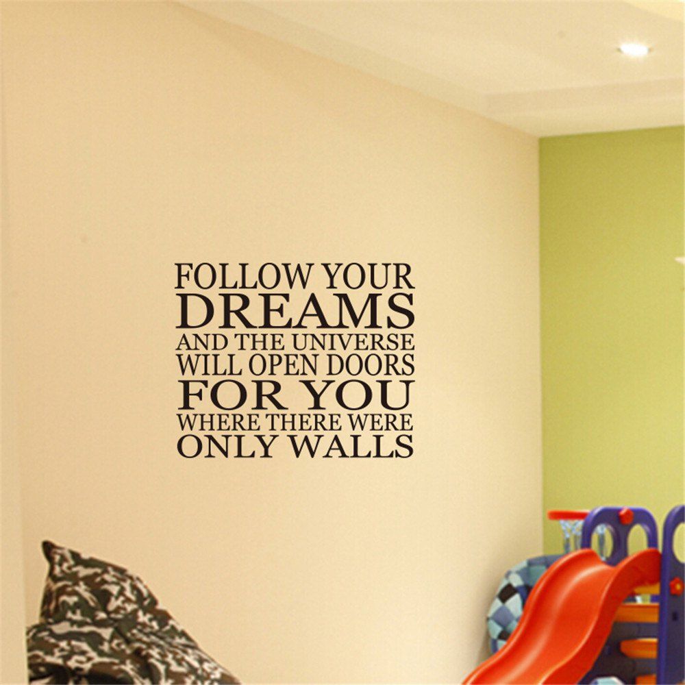 

Follow Your Dreams Art Apothegm Home Decal Wall Sticker, Black