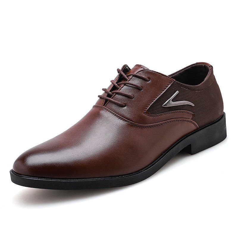 

Men Pointed Toe Dress Shoes Man Business Formal Shoes Men Big Size Oxfords Shoes, Brown