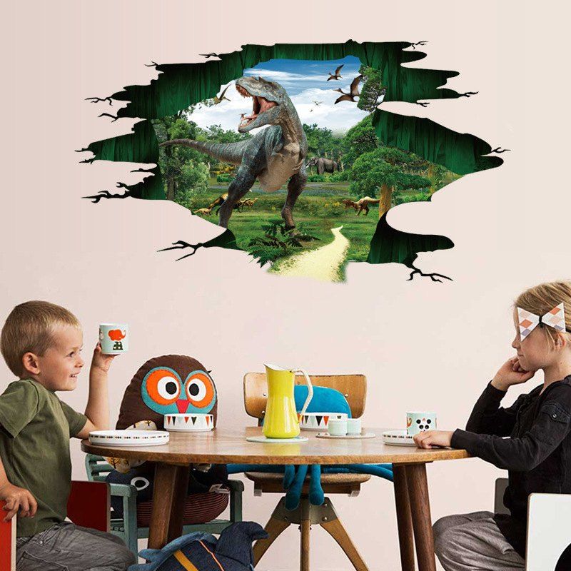 

3D Dinosaur Paradise Kindergarten Wall Sticker PVC Removable, Multi