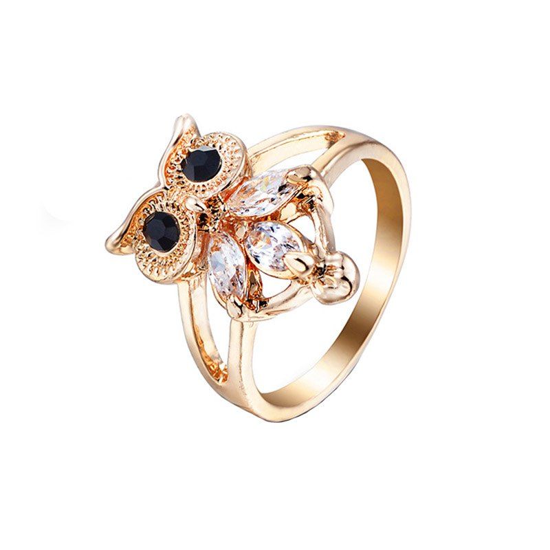 

Creative Fashion Artificial Diamond Owl Shape Openwork Ring, Gold