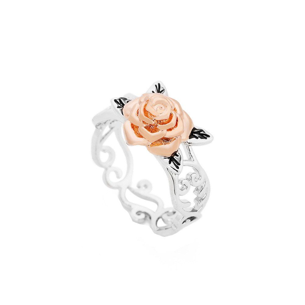 

Creative Trend Rose Gold Flower Openwork Color Ring, Silver