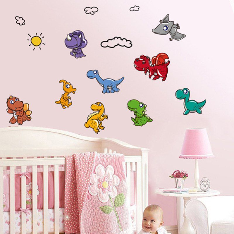 

Cute Dinosaur Pattern Removable Wall Sticker, Multi