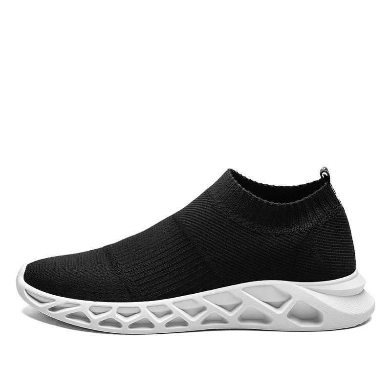 

Men'S Casual Sports Shoes Fly Woven Breathable Mesh Shoes Trend Wild Shoes S7701, Black