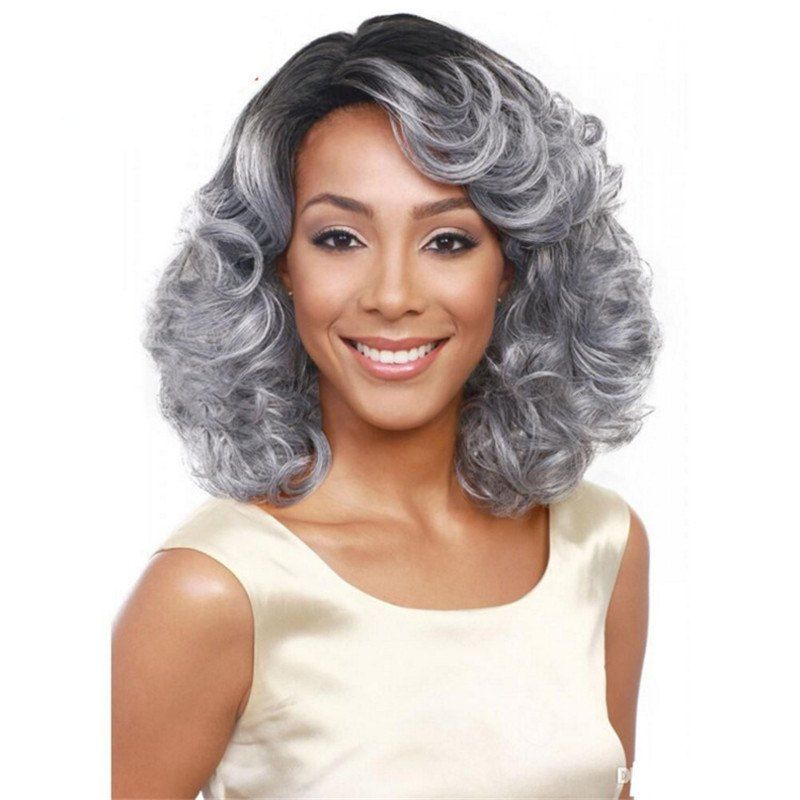 

Short Curly Popular Rose-Net Wig for The Elderly, Light gray